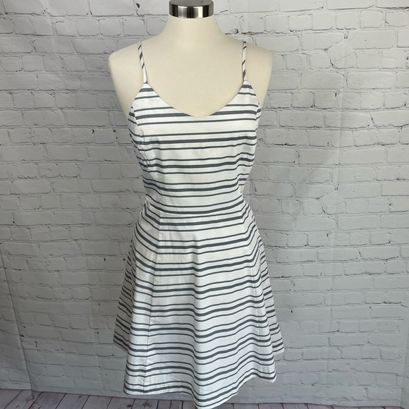 Banana Republic Factory Dresses & Skirts - Banana Republic Factory Store White/Gray Striped Sundress Spaghetti Straps 12
